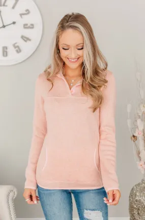 Pulse Exclusive Quarter Button Pullover- Peach