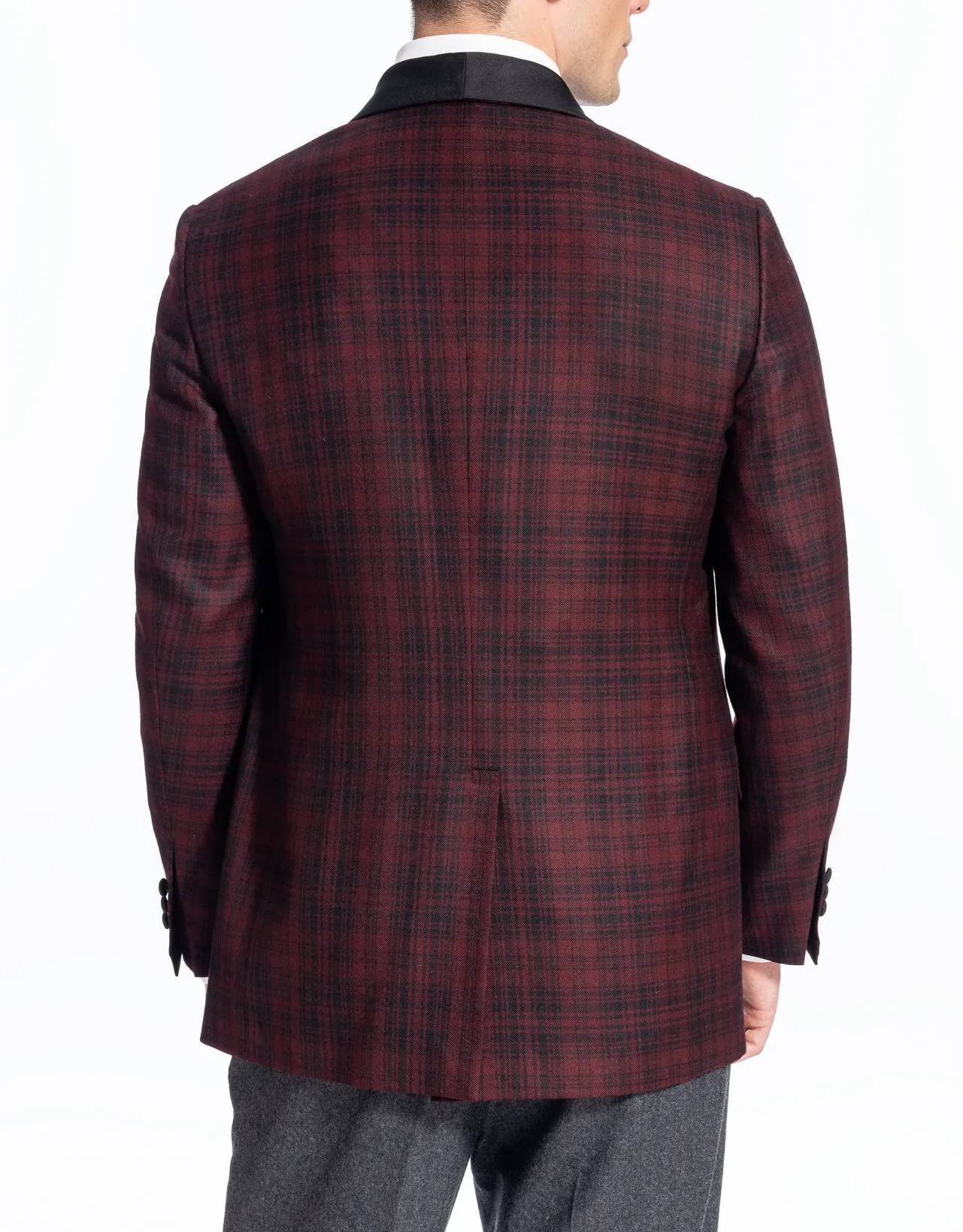 RED TARTAN SHAWL COLLAR DINNER JACKET