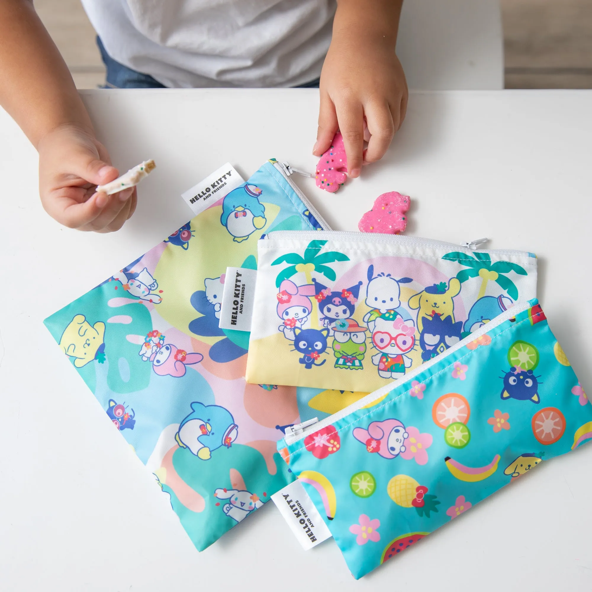 Reusable Snack Bag, 3 Pack: Hello Kitty and Friends Tropical Party