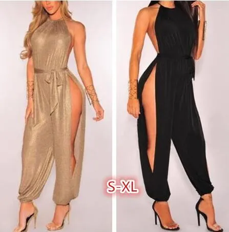 Sexy New Slit Wide Leg Harem Jumpsuit