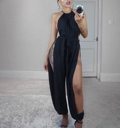 Sexy New Slit Wide Leg Harem Jumpsuit