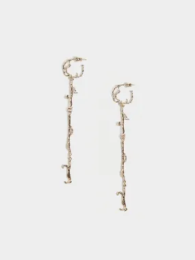 Short Twig Creoles Earrings, Moonlight Gold