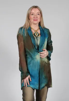 Silk Lightweight Blazer in Petrol Print