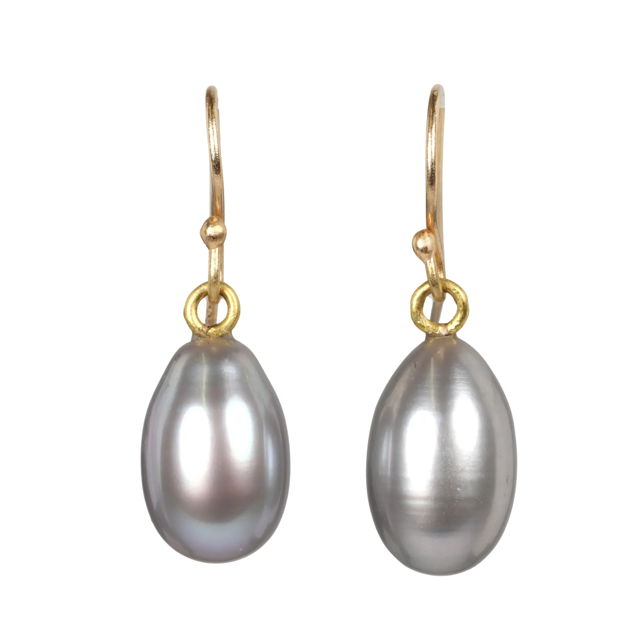 Smooth Grey Freshwater Pearl Egg Drop Earrings