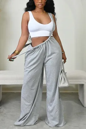 Solid Tie-up Loose Jumpsuits