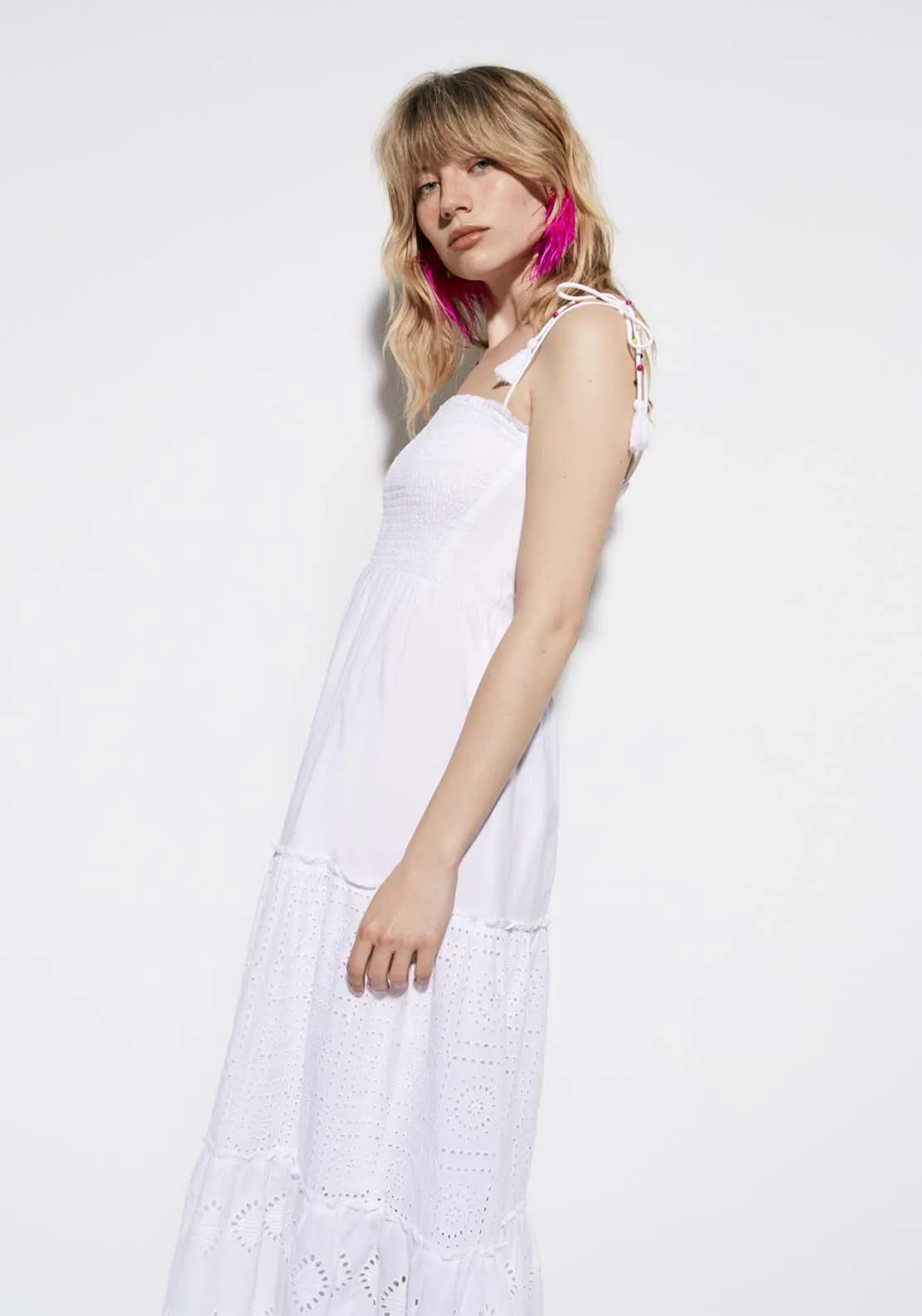 Strappy Schiffli Dress