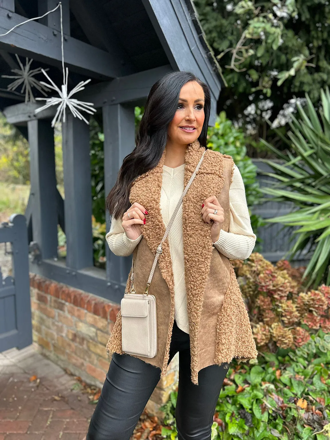 Tan Multi Textured Gilet Jamie