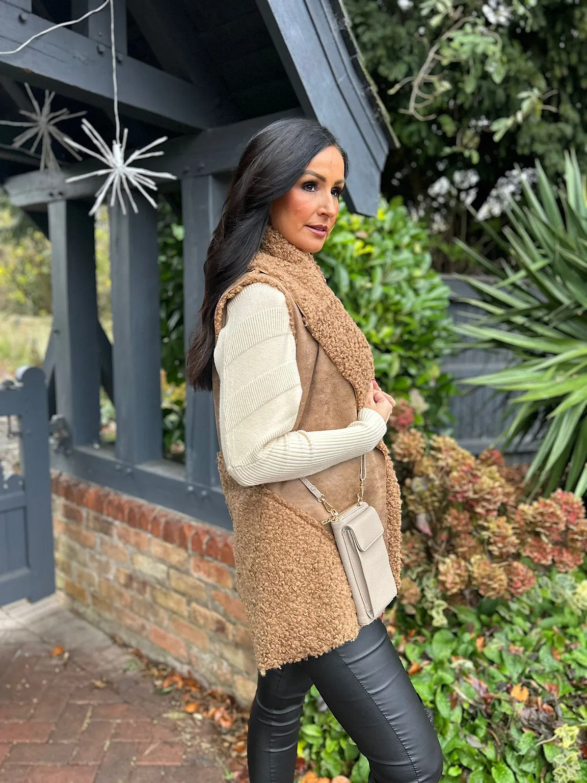 Tan Multi Textured Gilet Jamie