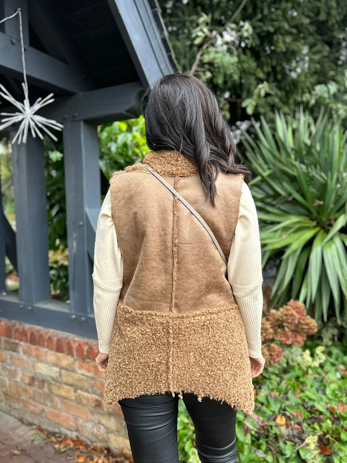 Tan Multi Textured Gilet Jamie