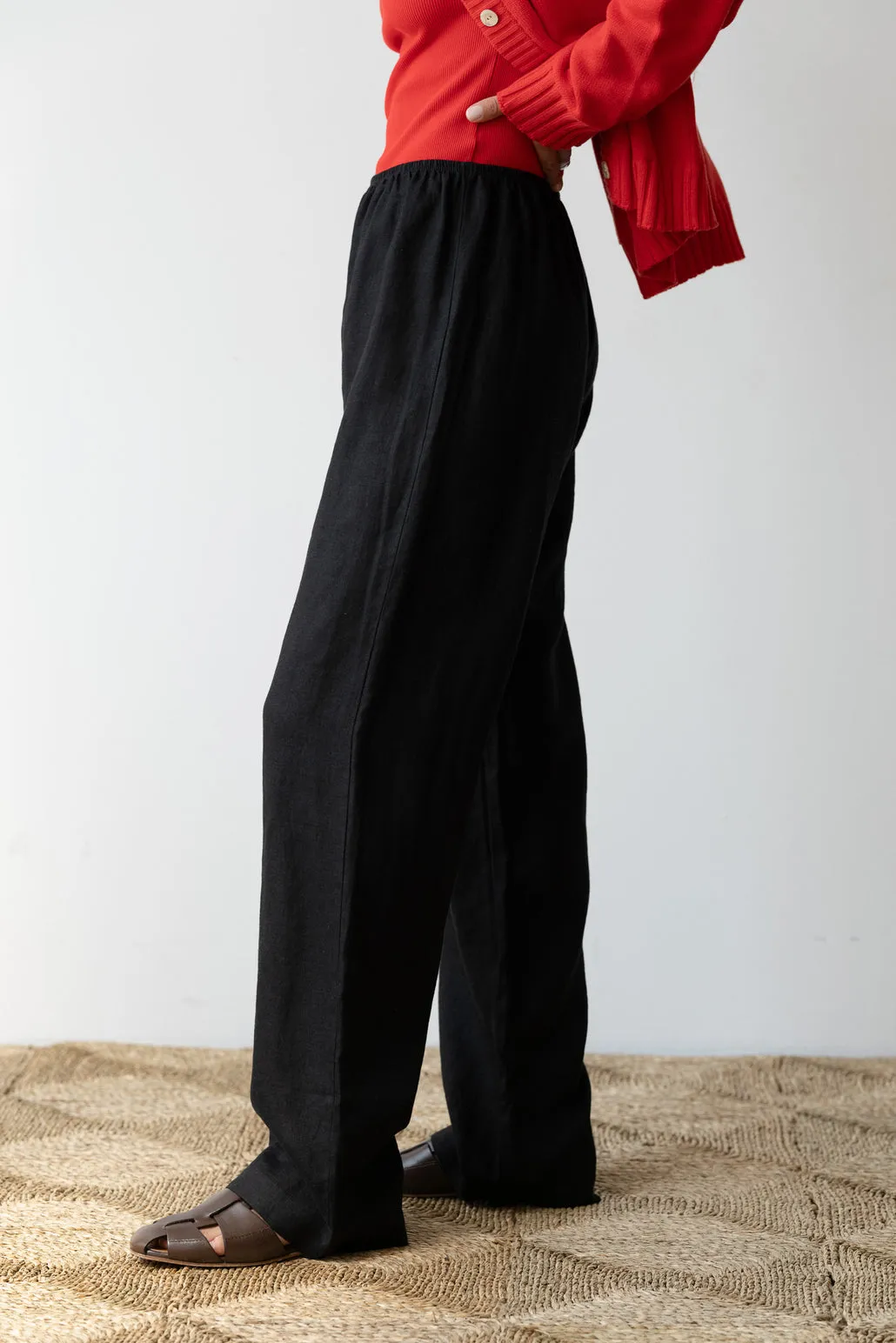 The Linen Simple Pant in Jet