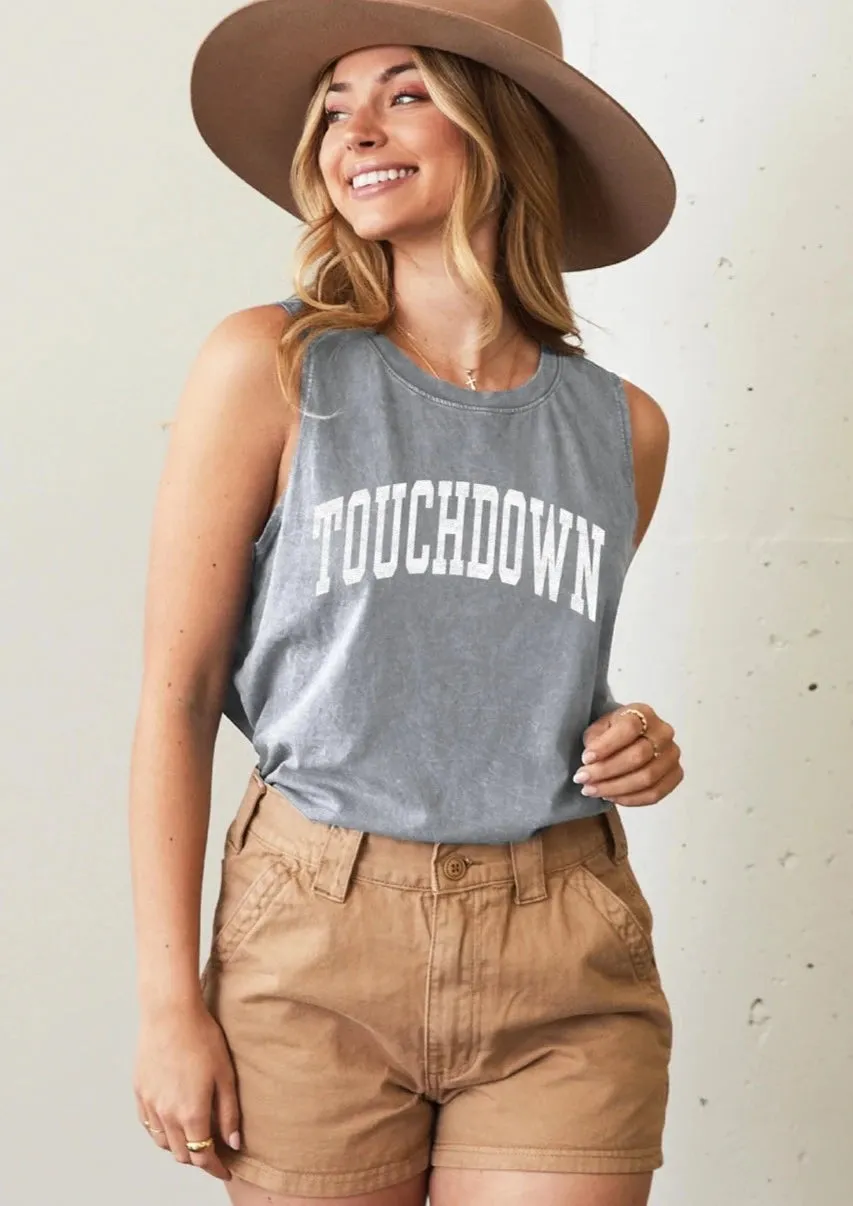 THE OC TOUCHDOWN MINERAL TANK TOP | LT GREY