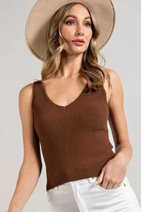 Very Ribbed Tank - Brown