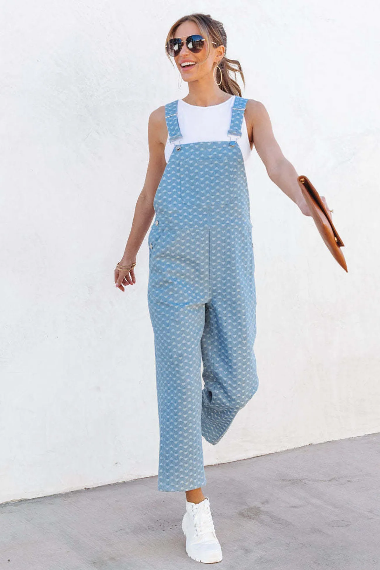 Washed Jacquard Denim Jumpsuits