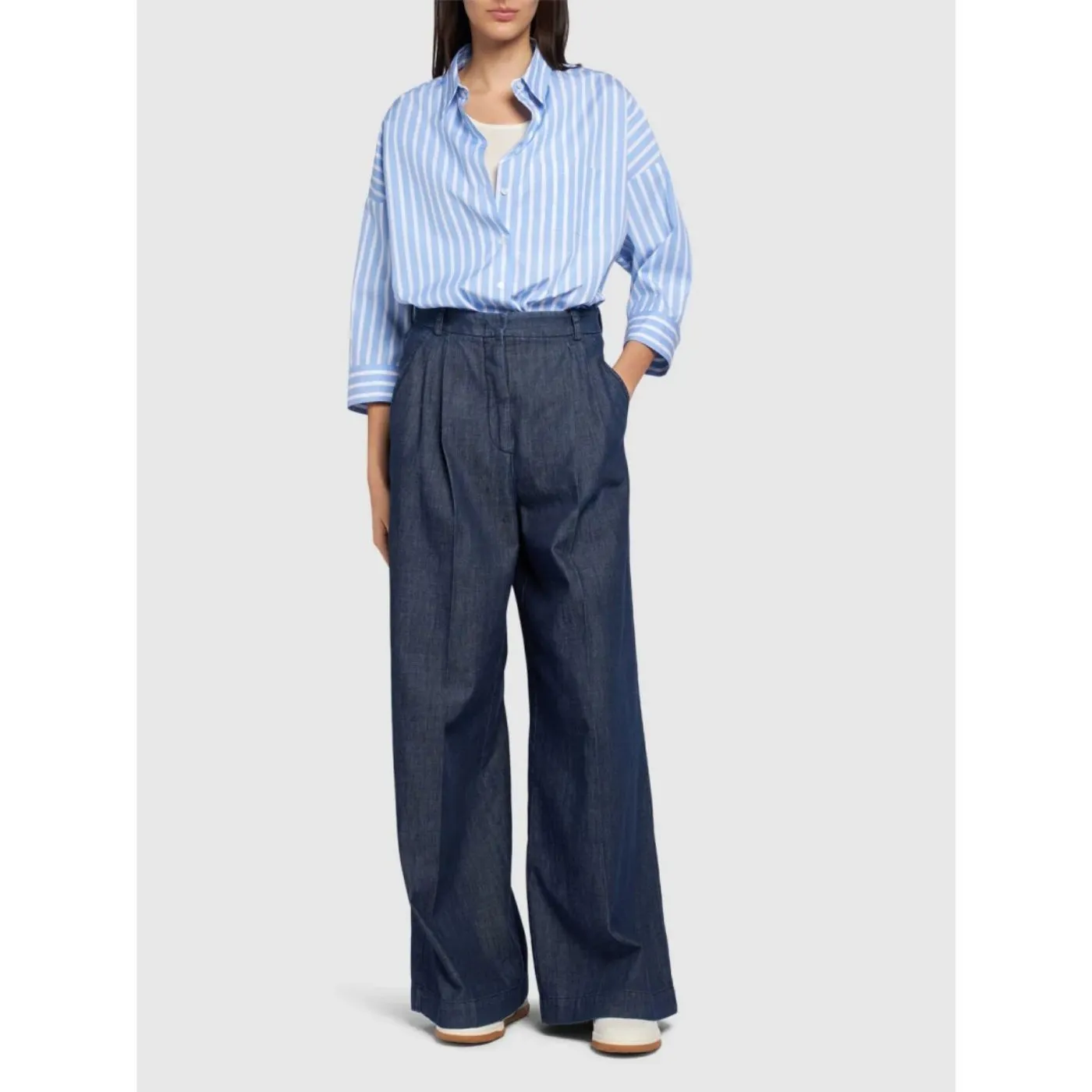 Weekend Max Mara  |Stripes Casual Style Cropped Cotton Elegant Style